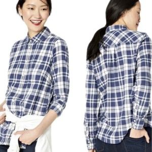 J. Crew Mercantile Women’s Size S Blue Plaid Button Down Flannel Shirt Top